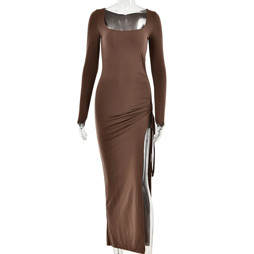 Effortlessly Stylish: Women's Elegant Long Sleeve Maxi Dress Long Dress cotton