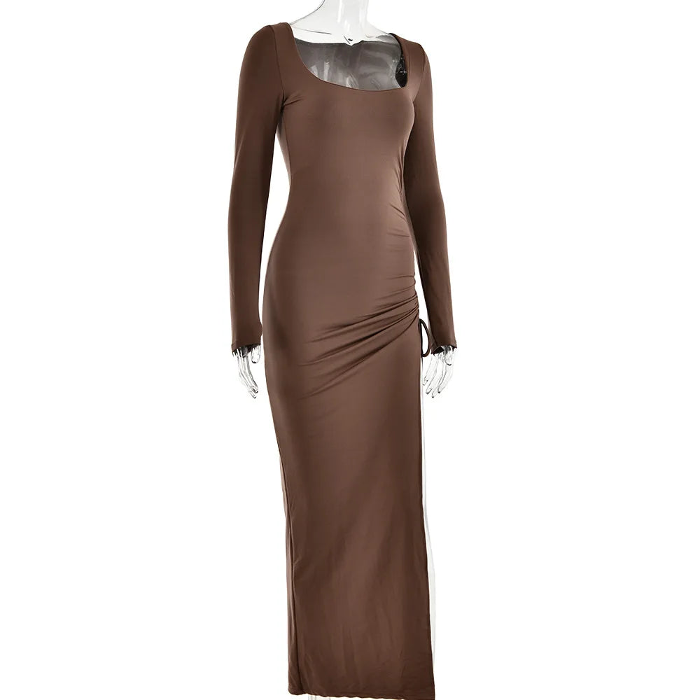 Effortlessly Stylish: Women's Elegant Long Sleeve Maxi Dress Long Dress cotton