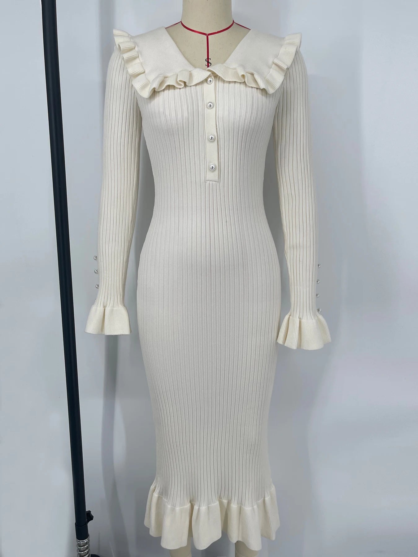Vintage Elegance: High Waist Ruffled Maxi Dress for Autumn/Winter Long Dress Woman Retro Elegant