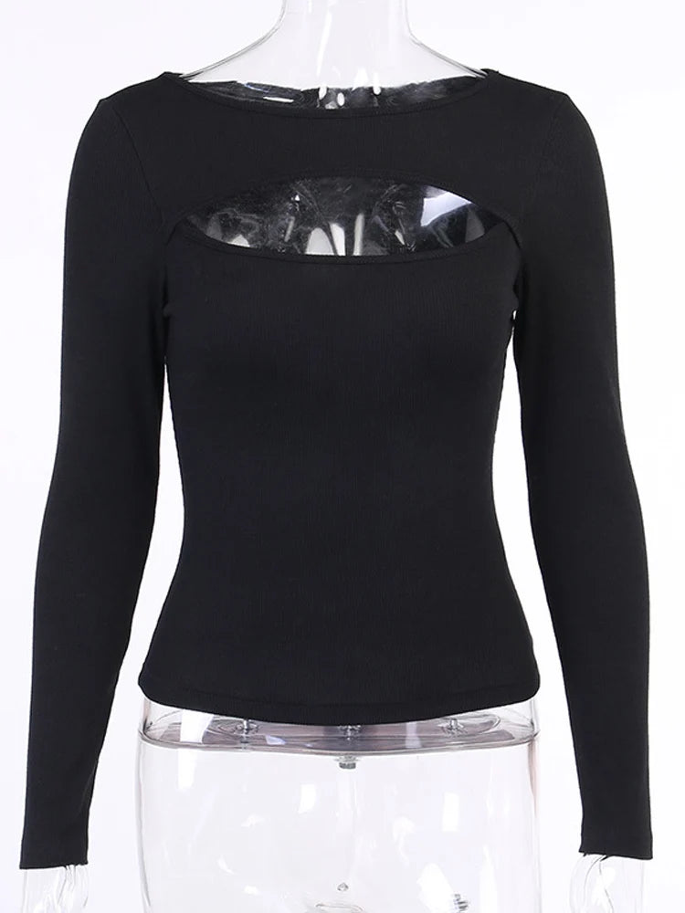 Women's semi-sexy tops made from knitted material and fashionable, casual slim O-necks suitable for all occasions